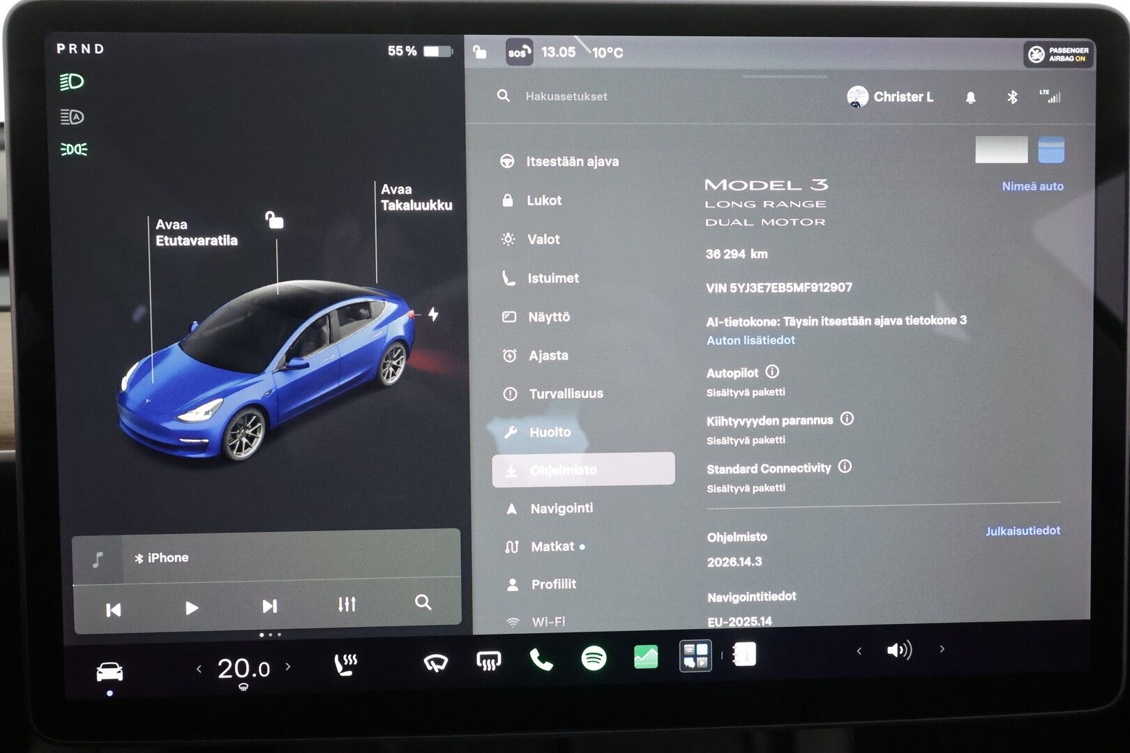 Tesla Model 3 2021 Long Range * Lasikatto / ILP / Premium Audio / Self-Driving / Matrix LED / P.Kamera / Nahat / Acceleration Boost * - 1.Om Suomi-auto / Kahdet renkaat aluvanteilla