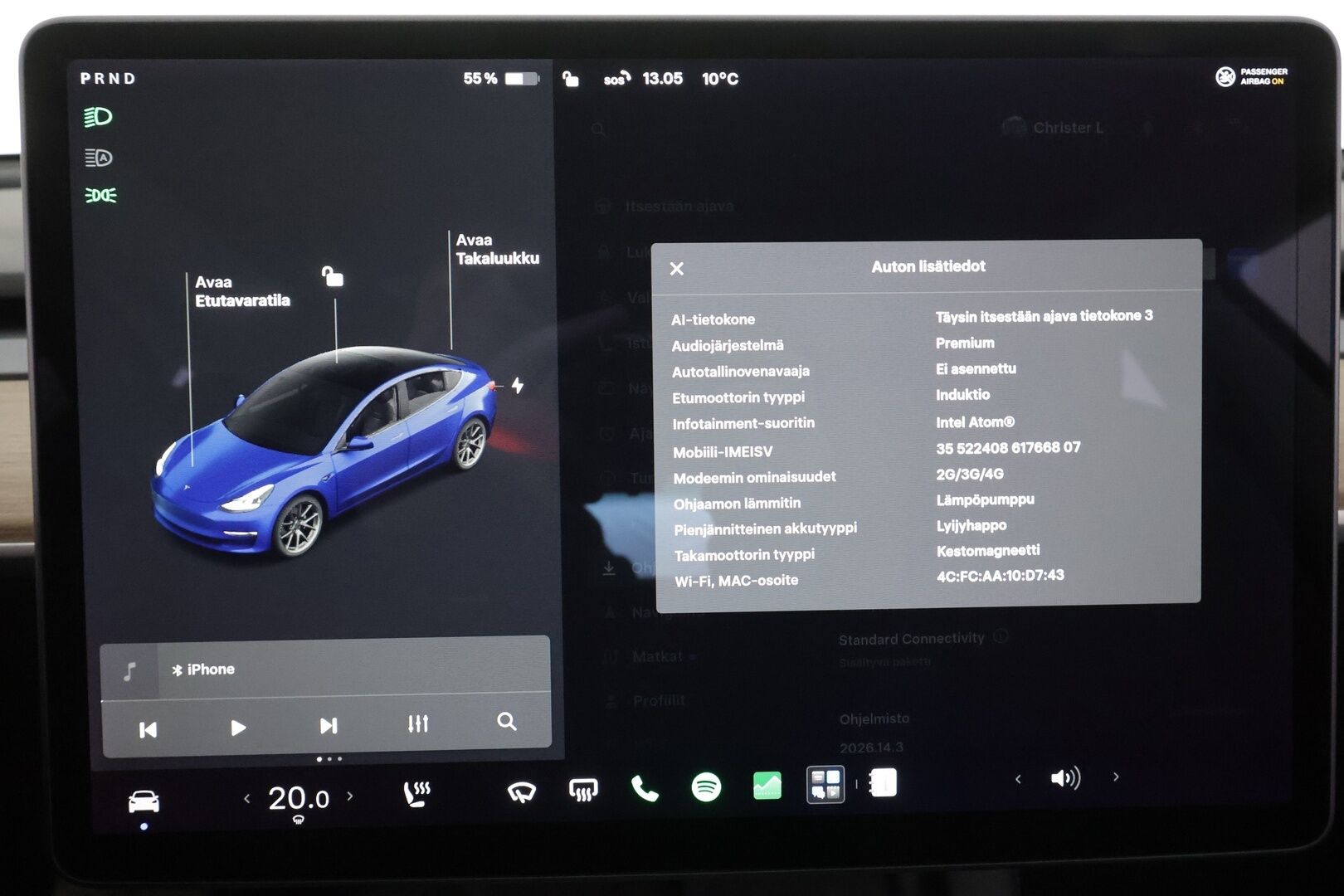 Tesla Model 3 2021 Long Range * Lasikatto / ILP / Premium Audio / Self-Driving / Matrix LED / P.Kamera / Nahat / Acceleration Boost * - 1.Om Suomi-auto / Kahdet renkaat aluvanteilla