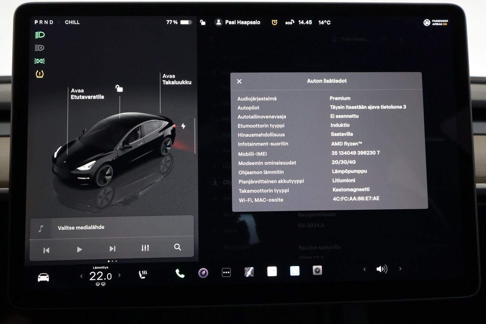 Tesla Model 3 2023 Long Range - | ILP | Koukku | Lasikatto | ACC | Matrix-LED | P.Kamera | Muistipenkki | Premium Audio | Navi | Kaistavahti | Keyless | 1-om Suomi-auto | 2x Latauskaapelit | Kahdet renkaat |
