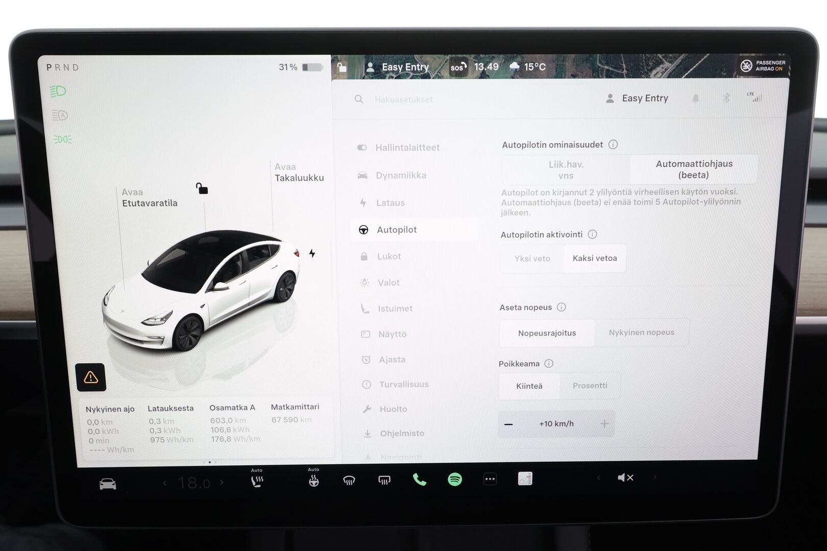 Tesla Model 3 2023 Long-Range RWD * Lasikatto / ILP / ACC / Matrix-LED / Muistipenkki / P.Kamera / Navi / Kaistavahti / Keyless * - 1-om Suomi-auto / Akku kuntotarkastettu / Kahdet renkaat vanteilla