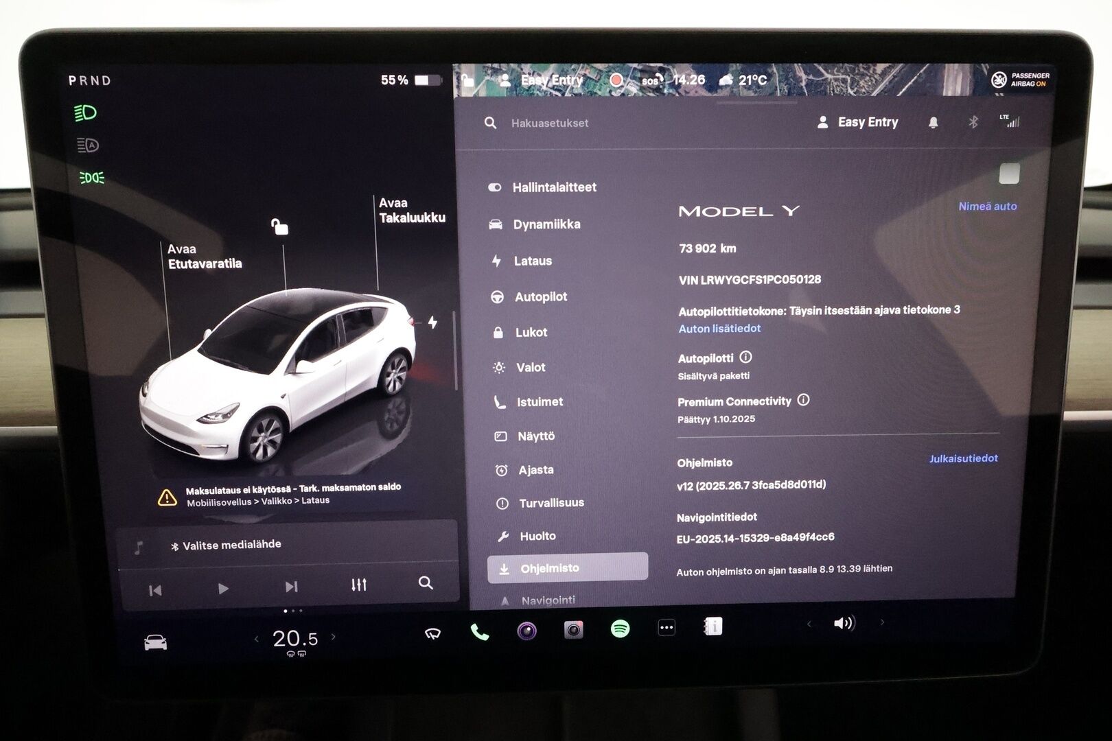 Tesla Model Y 2023 RWD **Lasikatto / ILP / Koukku / ACC / Matrix-LED / P.Kamera / Muistipenkki / Premium Audio / Navi / Kaistavahti** - 3,99 % KORKOTARJOUS TÄHÄN AUTOON 14.9. ASTI! - 1-om Suomi-auto / Kahdet Renkaat