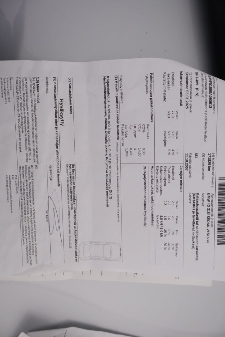 BMW 318 2007 E90 Sedan * YritysOutlet - Myydään vain yrityksille * - ** Vakkari / Lohko / Kahdet renkaat **
