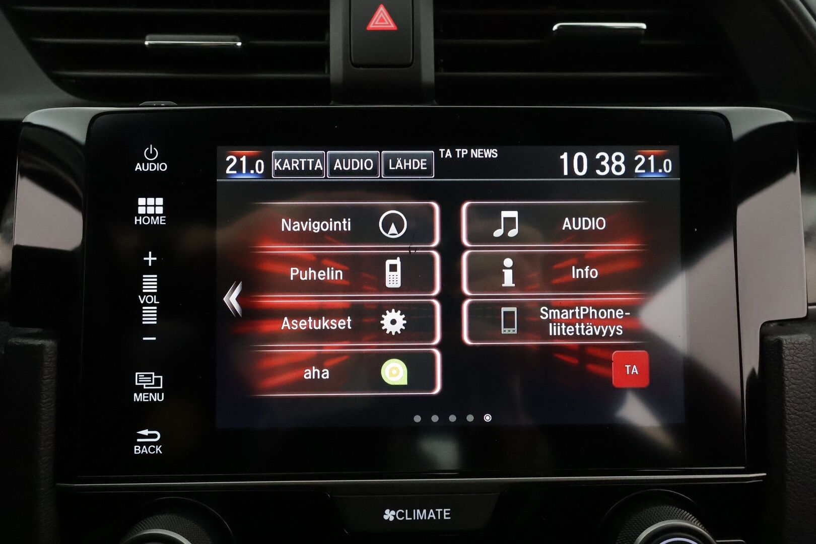 Honda Civic 2017 HB 182 hv Type S Plus AT **Adapt. vakkari / Kattoluukku / P.kamera / Navi / Apple&Android / Keyless** - Suomi-auto / 