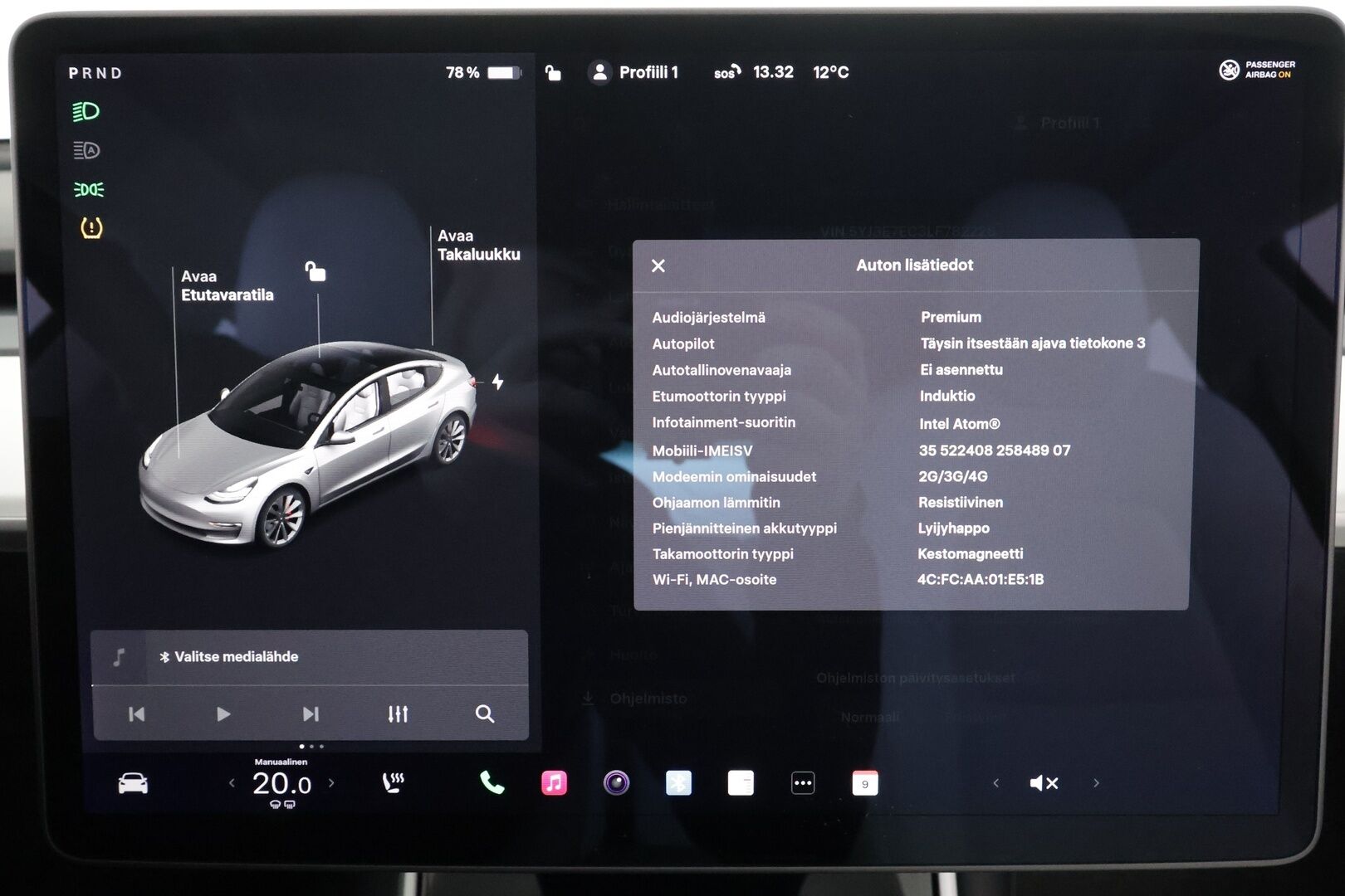 Tesla Model 3 2020 Performance AWD * EAP / Lasikatto / LED / ACC / P.kamera / Muistipenkki / Premium Audio * - Akku kuntotarkastettu / 2x Latauskaapelit