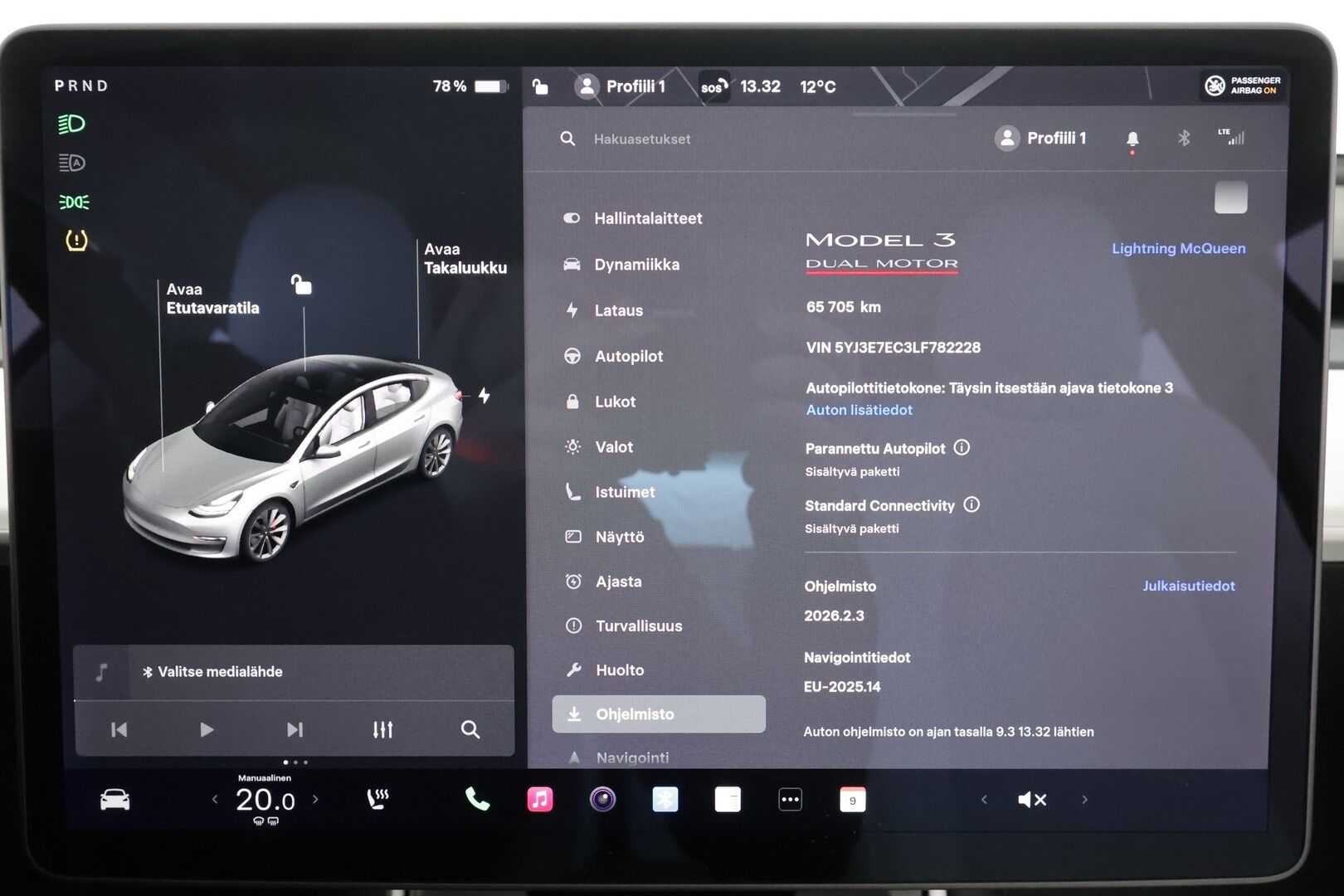 Tesla Model 3 2020 Performance AWD * EAP / Lasikatto / LED / ACC / P.kamera / Muistipenkki / Premium Audio * - Akku kuntotarkastettu / 2x Latauskaapelit