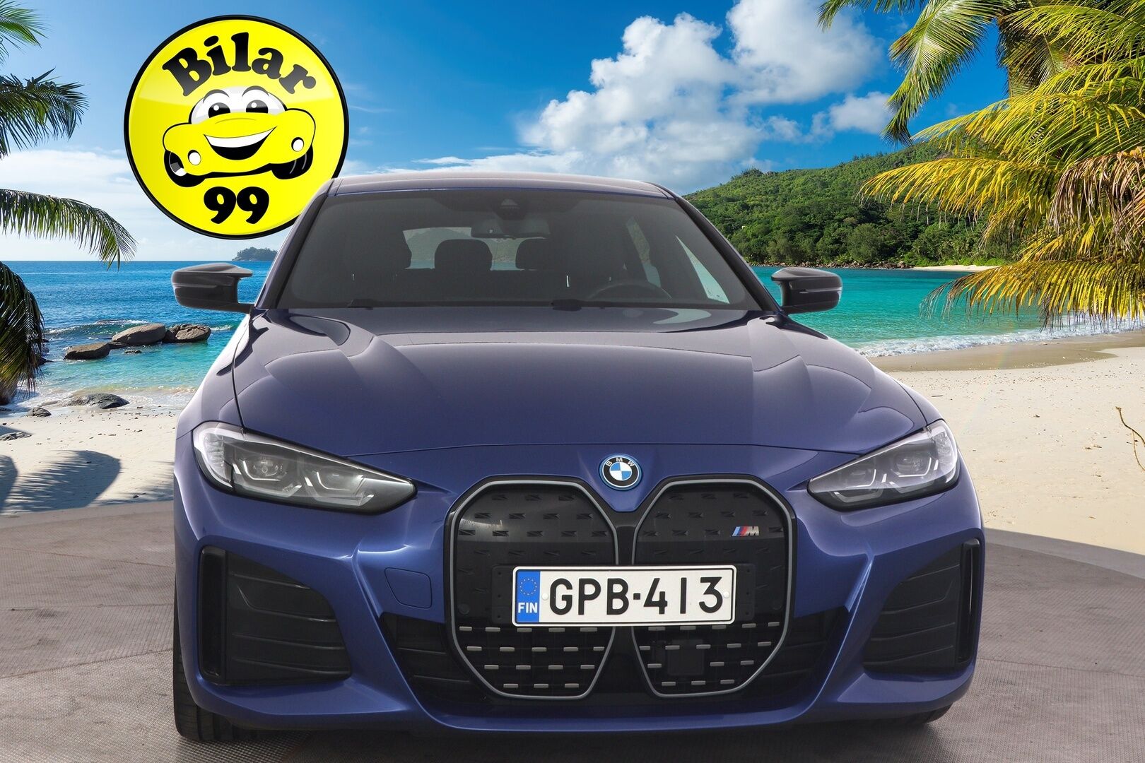 BMW I4 M50 2022 M50 *H&K / Adapt. vakkari / Portimao Blue / BLISS / Shadowline / Comfort access / Peruutuskamera / - 3,99 % KORKOTARJOUS TÄHÄN AUTOON 16.9. ASTI! - *Suomi auto / 1-Omisteinen / Merkkihuollettu / Kahdet renkaat vantein*