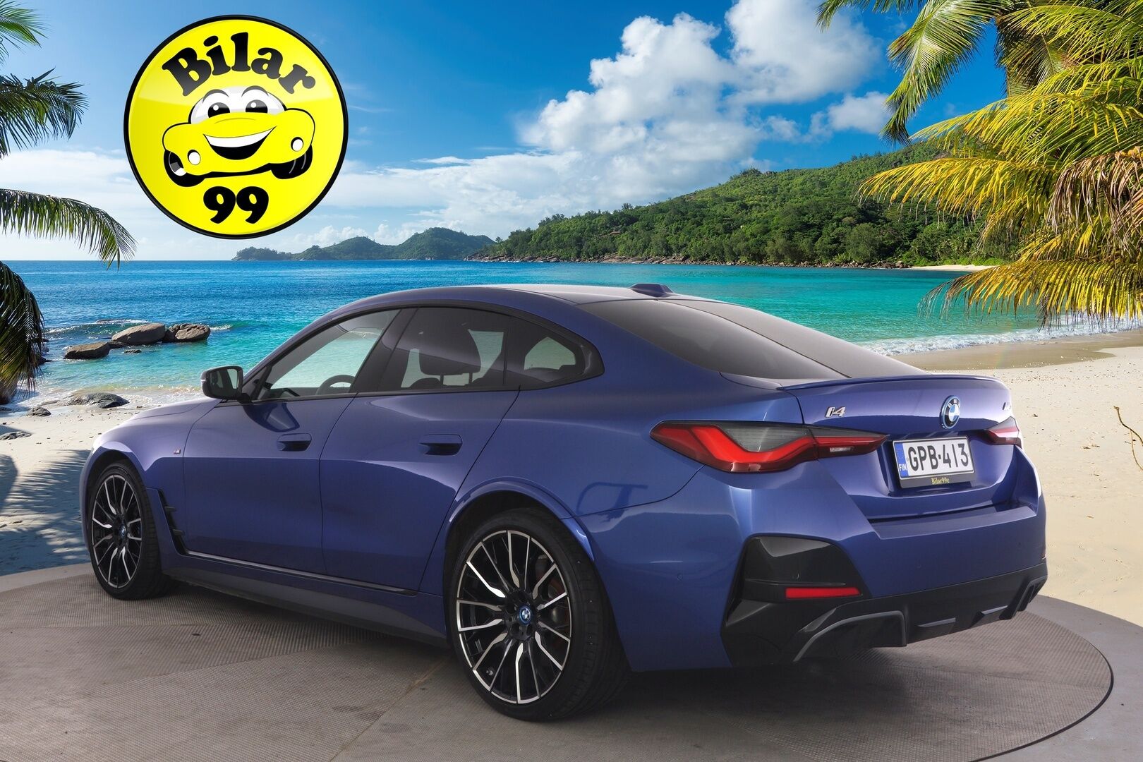 BMW I4 M50 2022 M50 *H&K / Adapt. vakkari / Portimao Blue / BLISS / Shadowline / Comfort access / Peruutuskamera / - 3,99 % KORKOTARJOUS TÄHÄN AUTOON 16.9. ASTI! - *Suomi auto / 1-Omisteinen / Merkkihuollettu / Kahdet renkaat vantein*