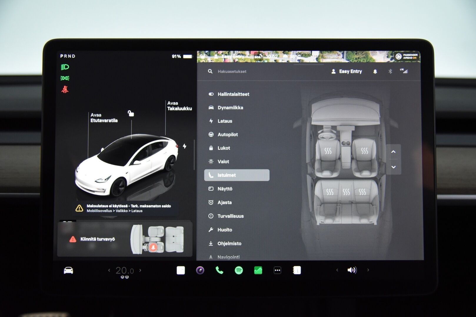 Tesla Model 3 2023 RWD / *Lasikatto / Lämpöpumppu / Adapt.Vakkari / Matrix-LED / P.kamera / Navi / Premium audio / AMD Ryzen - 2x vanteet & renkaat