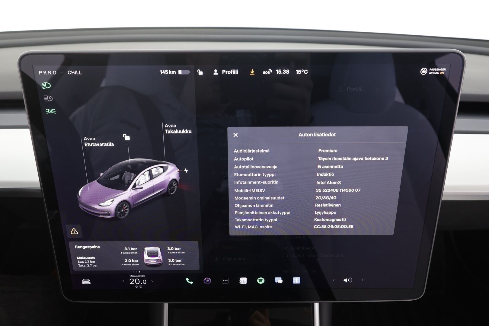 Tesla Model 3 2019 Performance Dual Motor AWD - | FSD | ACC | Valkoiset nahat | Muistipenkki | Lasikatto | Premium audio | P.kamera | Akuston esilämmitys | LED | Track mode | 