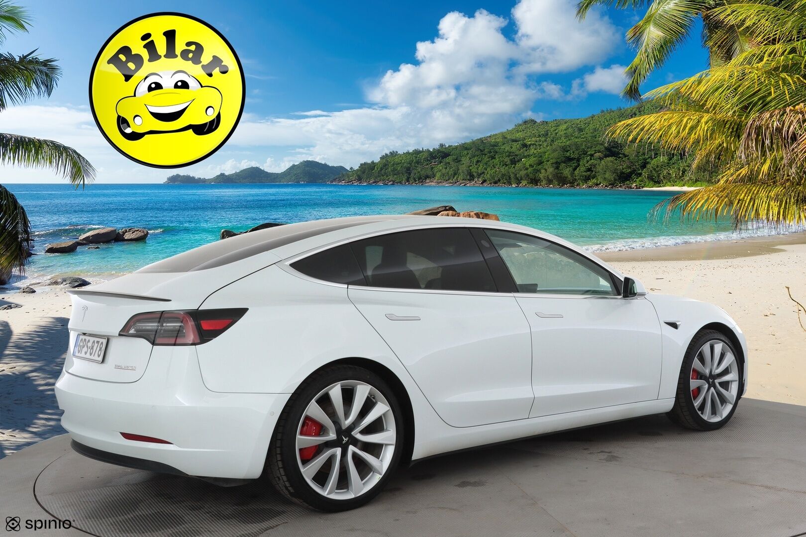 Tesla Model 3 2019 Performance Dual Motor AWD - | FSD | ACC | Valkoiset nahat | Muistipenkki | Lasikatto | Premium audio | P.kamera | Akuston esilämmitys | LED | Track mode | 