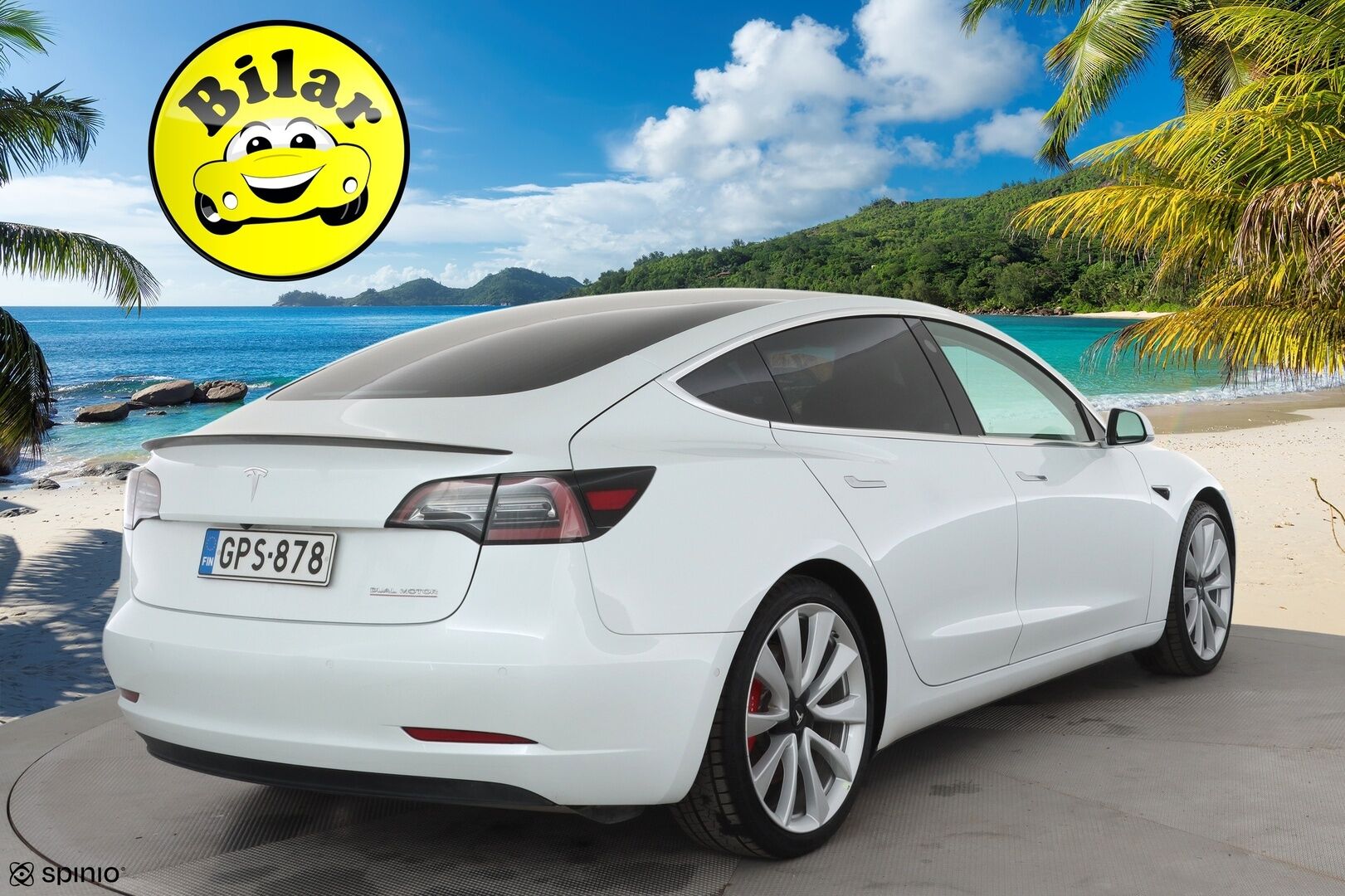 Tesla Model 3 2019 Performance Dual Motor AWD - | FSD | ACC | Valkoiset nahat | Muistipenkki | Lasikatto | Premium audio | P.kamera | Akuston esilämmitys | LED | Track mode | 