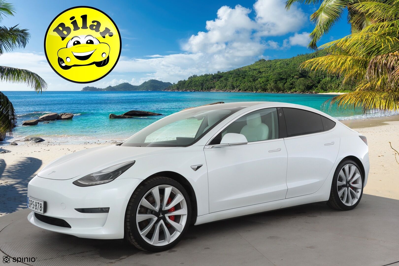 Tesla Model 3 2019 Performance Dual Motor AWD - | FSD | ACC | Valkoiset nahat | Muistipenkki | Lasikatto | Premium audio | P.kamera | Akuston esilämmitys | LED | Track mode | 