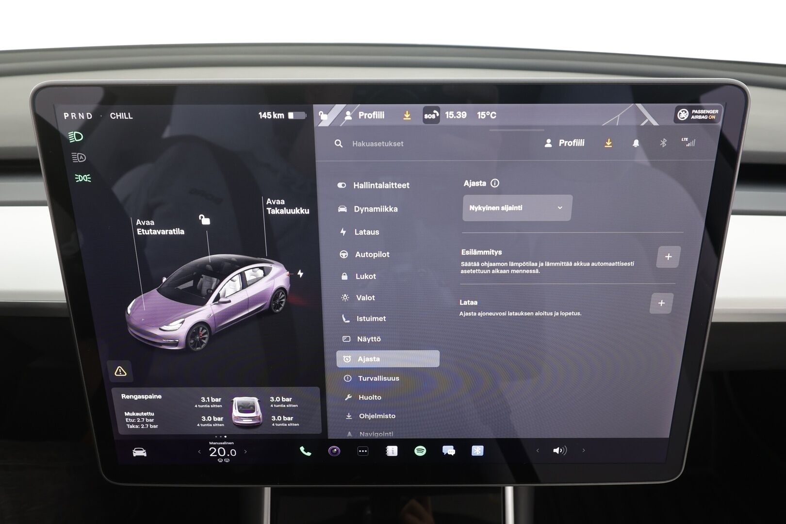 Tesla Model 3 2019 Performance Dual Motor AWD - | FSD | ACC | Valkoiset nahat | Muistipenkki | Lasikatto | Premium audio | P.kamera | Akuston esilämmitys | LED | Track mode | 
