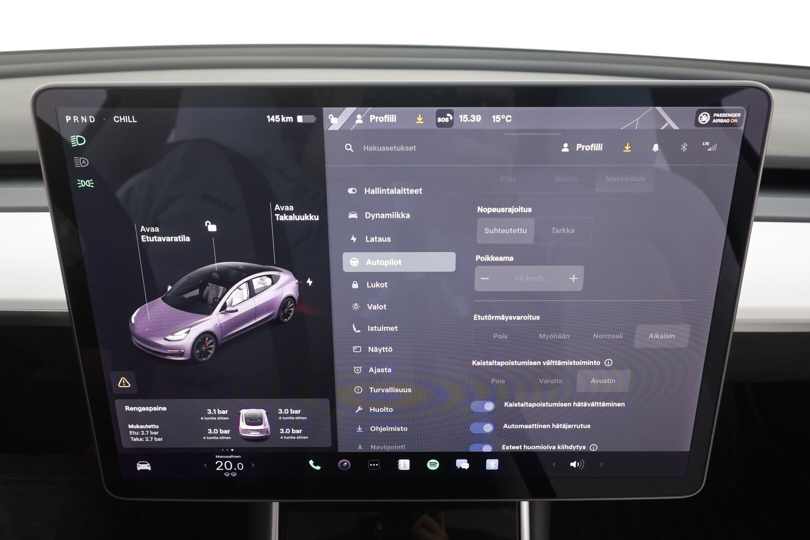 Tesla Model 3 2019 Performance Dual Motor AWD - | FSD | ACC | Valkoiset nahat | Muistipenkki | Lasikatto | Premium audio | P.kamera | Akuston esilämmitys | LED | Track mode | 