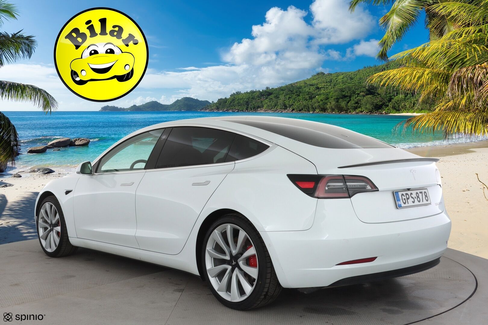 Tesla Model 3 2019 Performance Dual Motor AWD - | FSD | ACC | Valkoiset nahat | Muistipenkki | Lasikatto | Premium audio | P.kamera | Akuston esilämmitys | LED | Track mode | 
