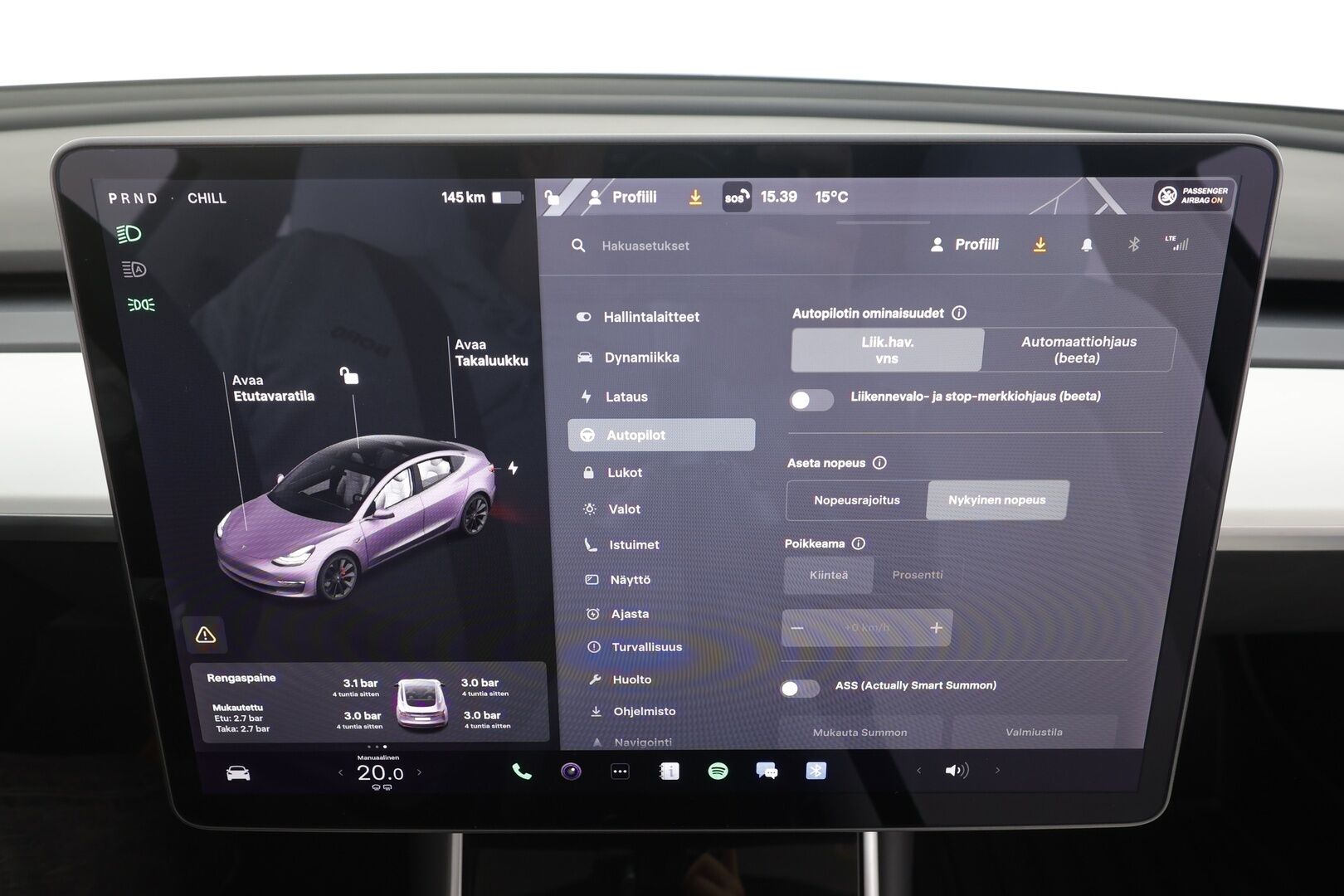 Tesla Model 3 2019 Performance Dual Motor AWD - | FSD | ACC | Valkoiset nahat | Muistipenkki | Lasikatto | Premium audio | P.kamera | Akuston esilämmitys | LED | Track mode | 