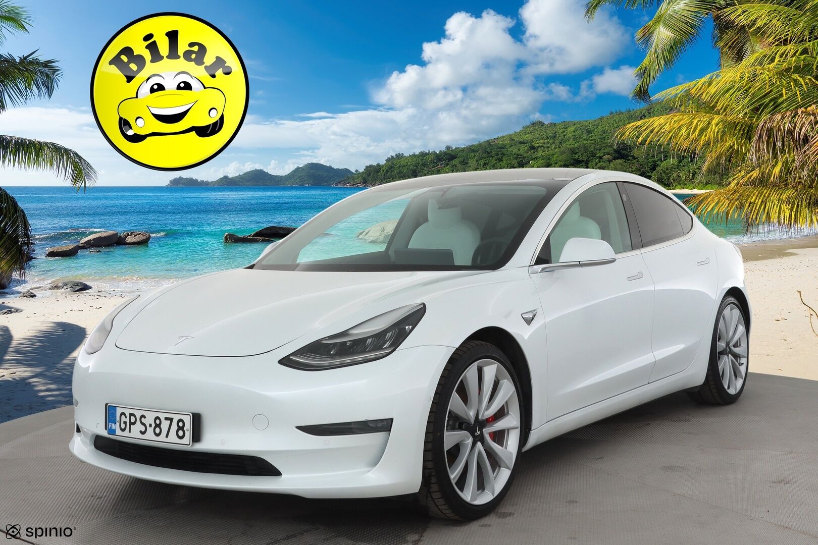 Tesla Model 3 2019 Performance Dual Motor AWD - | FSD | ACC | Valkoiset nahat | Muistipenkki | Lasikatto | Premium audio | P.kamera | Akuston esilämmitys | LED | Track mode | 