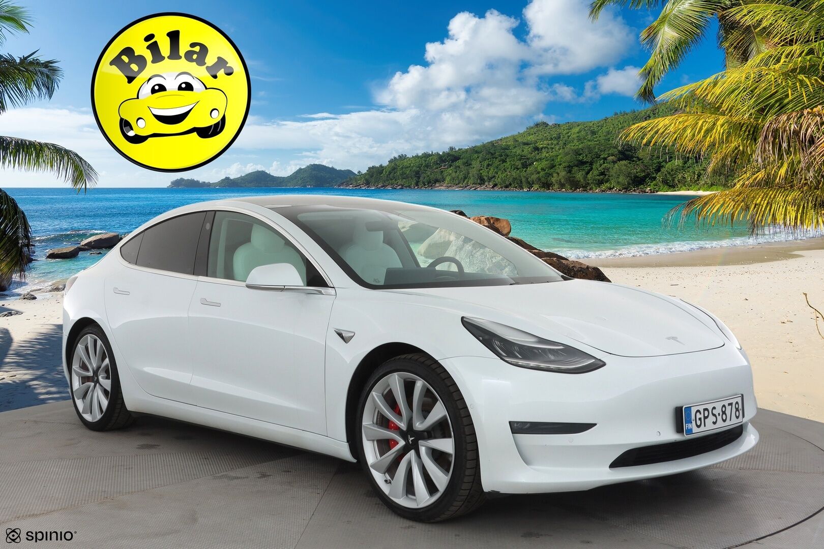 Tesla Model 3 2019 Performance Dual Motor AWD - | FSD | ACC | Valkoiset nahat | Muistipenkki | Lasikatto | Premium audio | P.kamera | Akuston esilämmitys | LED | Track mode | 