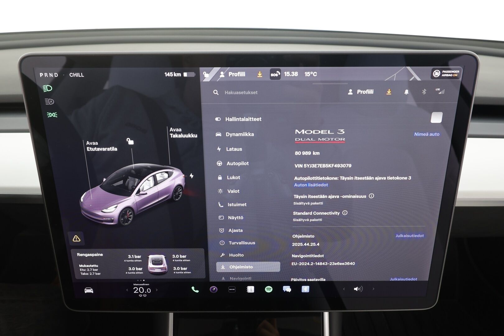 Tesla Model 3 2019 Performance Dual Motor AWD - | FSD | ACC | Valkoiset nahat | Muistipenkki | Lasikatto | Premium audio | P.kamera | Akuston esilämmitys | LED | Track mode | 