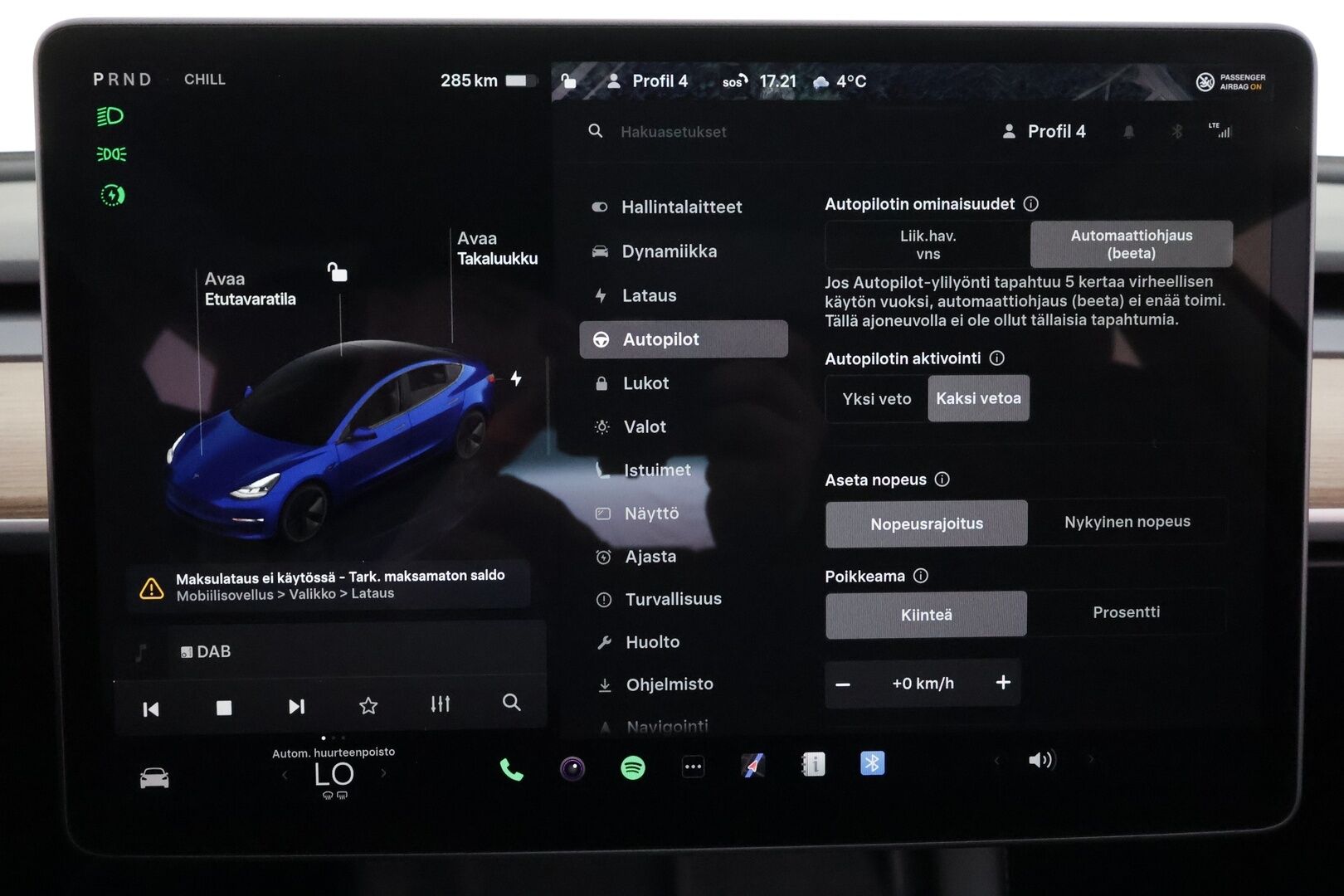 TESLA MODEL 3 2023 Standard Range Plus * ILP / Lasikatto / ACC / Matrix-LED / Muistipenkki / Kaistavahti / Navi * - Akku kuntotarkastettu / P.Kamera