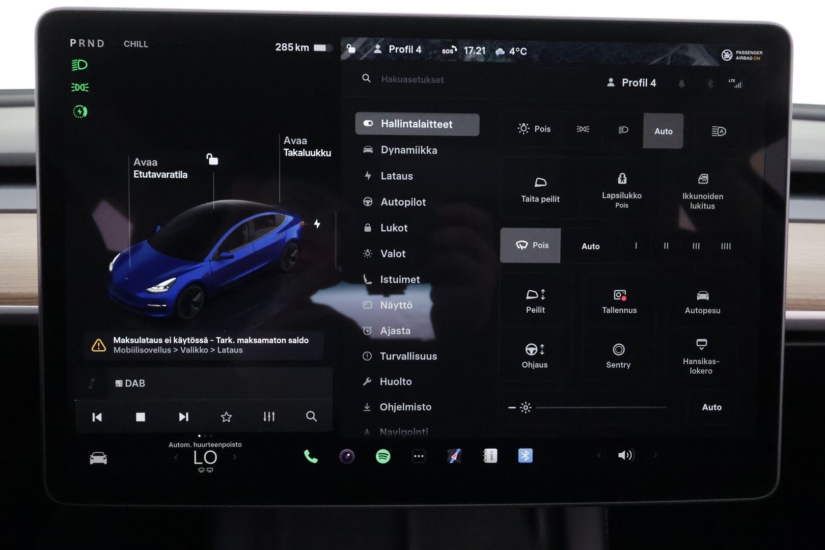 TESLA MODEL 3 2023 Standard Range Plus * ILP / Lasikatto / ACC / Matrix-LED / Muistipenkki / Kaistavahti / Navi * - Akku kuntotarkastettu / P.Kamera