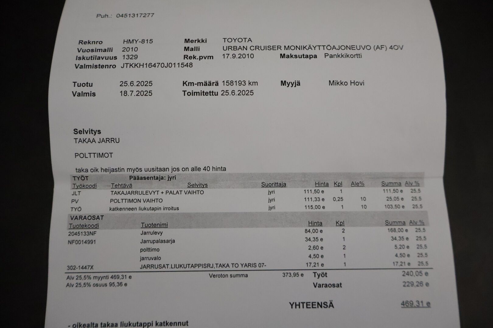 Toyota Urban Cruiser 2010 1,33 Dual VVT-i Stop & Start Linea Sol - * Myydään Huutokaupat.com *