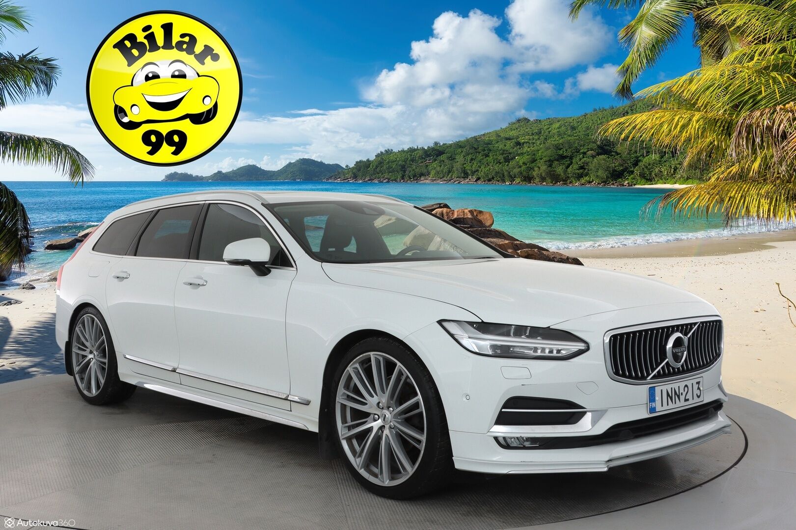 Volvo V90 2017 D5 AWD Inscription * Panorama / B&W / HUD / 360° Kamera / Adapt.Vakkari / Full-LED / Ilmastoidut Sporttinahat Muistilla * - 3,99 % KORKOTARJOUS TÄHÄN AUTOON - Suomi-auto / 2x Renkaat