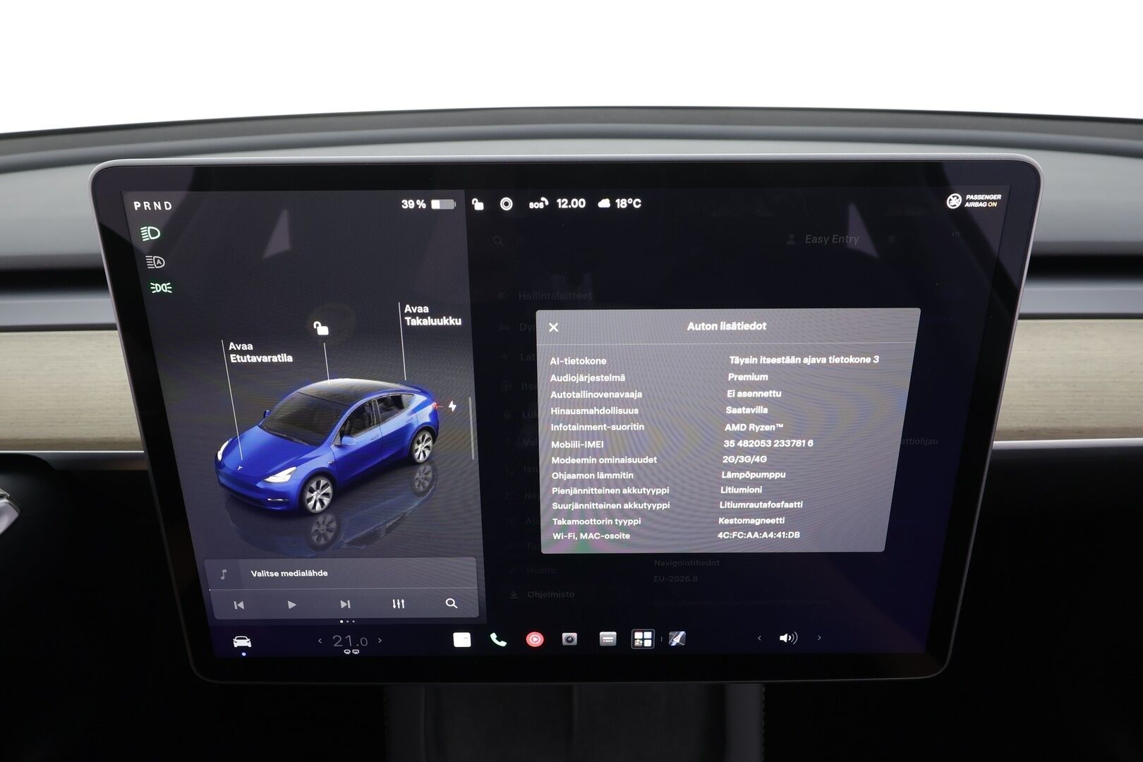 Tesla Model Y 2023 RWD - | Koukku | ILP | Lasikatto | ACC | Matrix-LED | P.Kamera | Muistipenkki | Premium Audio | Navi | Kaistavahti | Keyless | 2x Latauskaapelit | Kahdet renkaat | 1-om Suomi-auto |