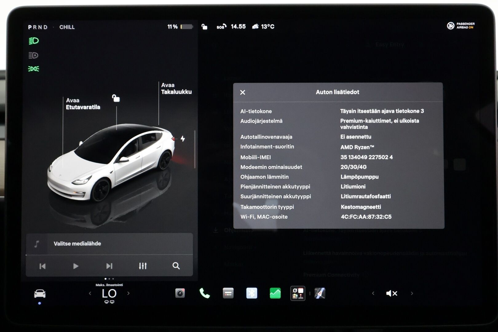 Tesla Model 3 2023 Standard Range Plus RWD - | ILP | Koukku | Lasikatto | ACC | Matrix-LED | P.Kamera | Muistipenkki | Premium Audio | Navi | Kaistavahti | Keyless |