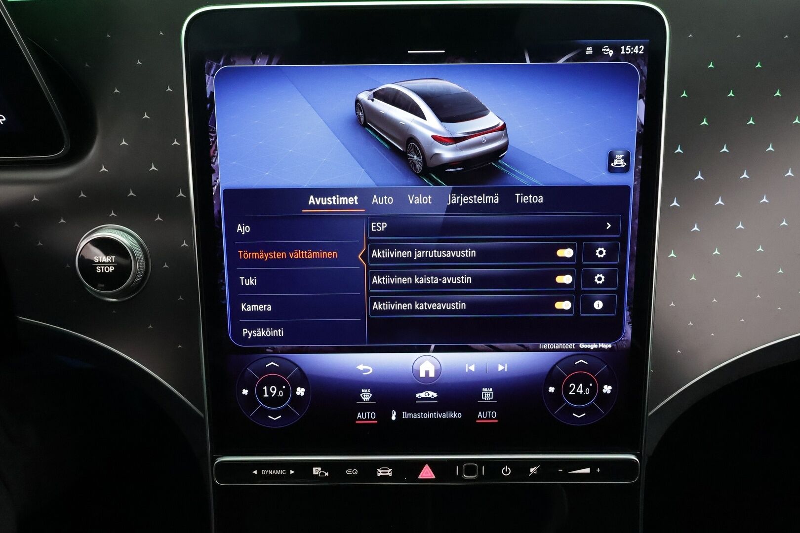 Mercedes-Benz EQE 2023 500 4MATIC AMG * Koukku / Distronic / Ilma-alusta / Digital-Lights / 360 / Burmester / Comfort-penkit Muistilla * - Akku kuntotarkastettu SoH 98,8 / Kahdet renkaat aluvanteilla