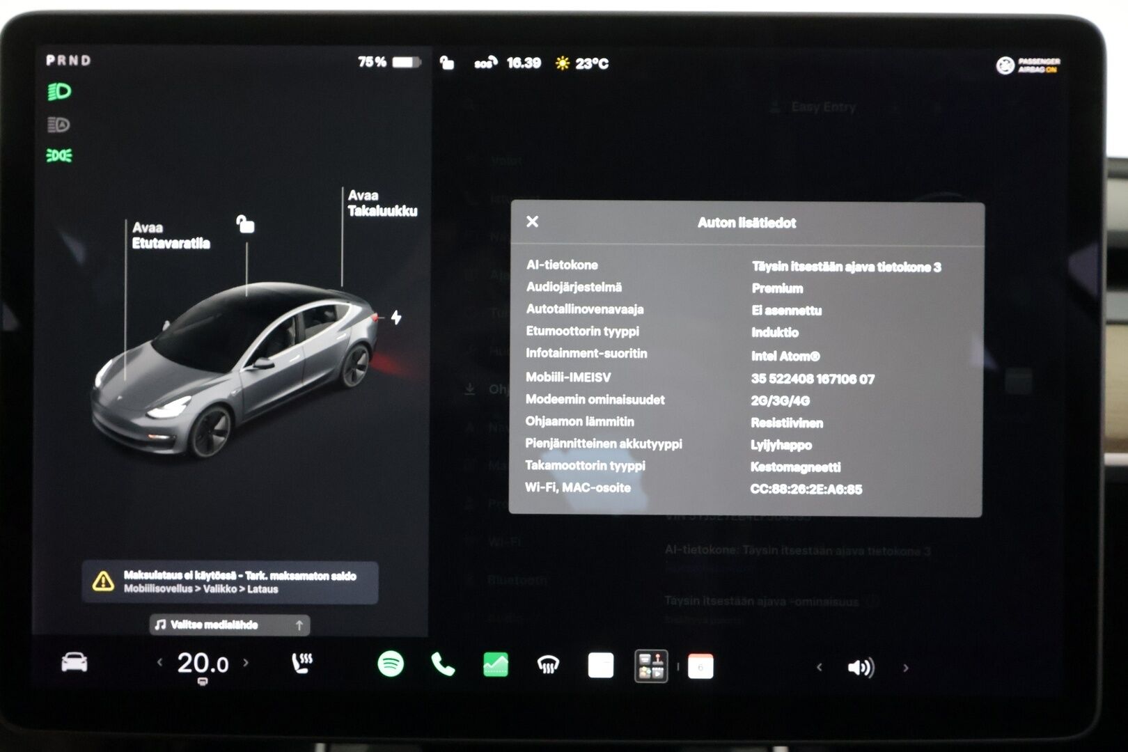 Tesla Model 3 2020 Long Range - | Lasikatto | ACC | LED | Muistipenkki | P.Kamera | Premium Audio | Navi | Kaistavahti | Keyless | 2x Latauskaapelit | Kahdet renkaat |