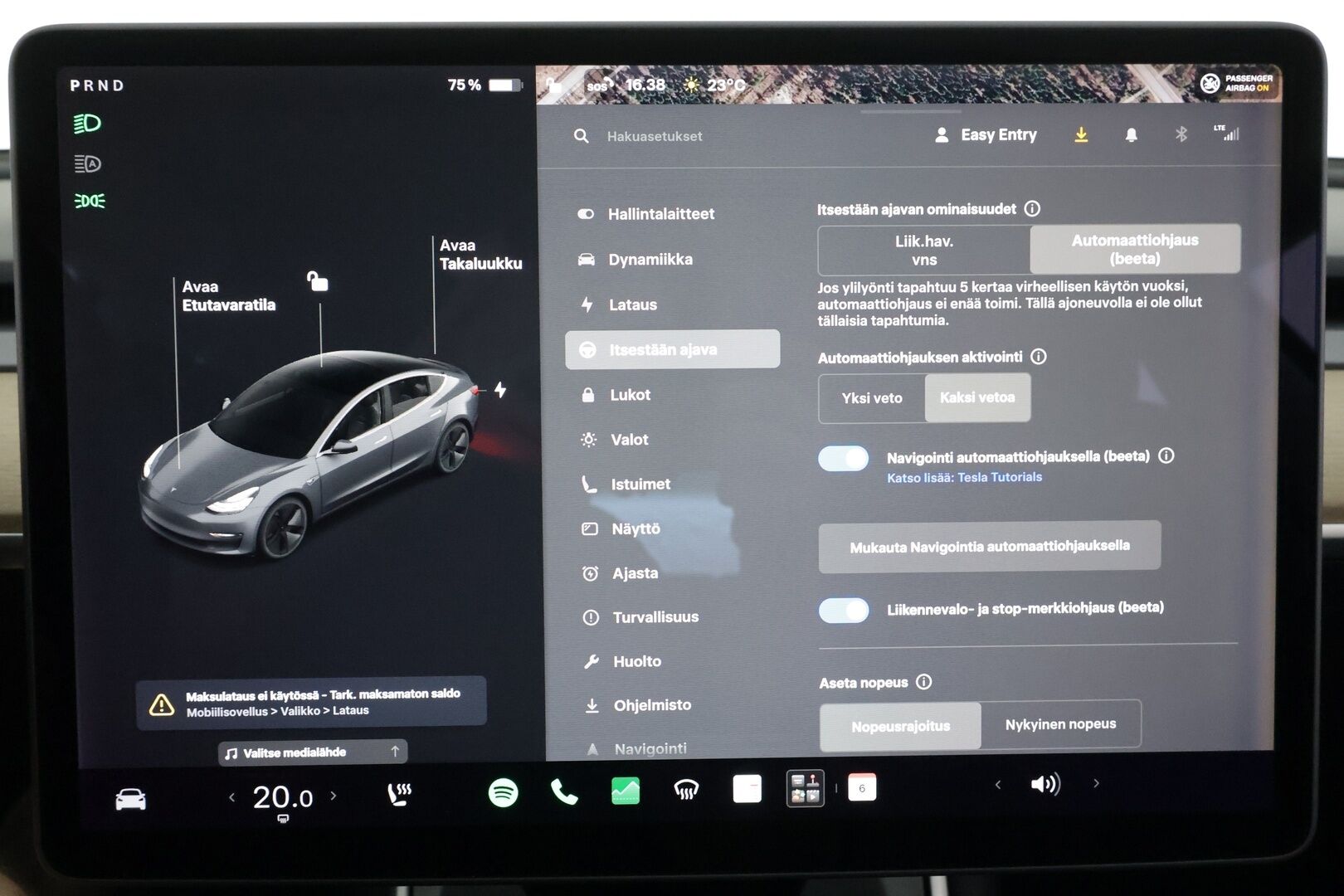 Tesla Model 3 2020 Long Range - | Lasikatto | ACC | LED | Muistipenkki | P.Kamera | Premium Audio | Navi | Kaistavahti | Keyless | 2x Latauskaapelit | Kahdet renkaat |