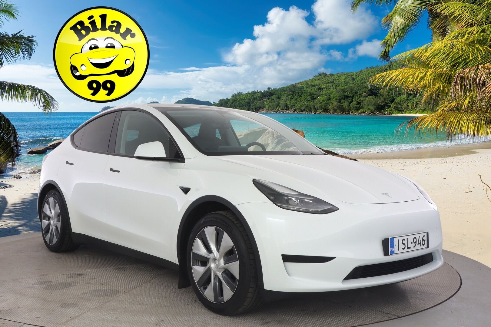 Tesla Model Y 2023 RWD *Autopilot / Lasikatto / AMD Ryzen / Lämpöpumppu / Premium Audio & Connectivity / Koukku / P.Kamerat / LED / Navi * - ALV-vähennyskelpoinen Model Y Tesla 2x vanteilla