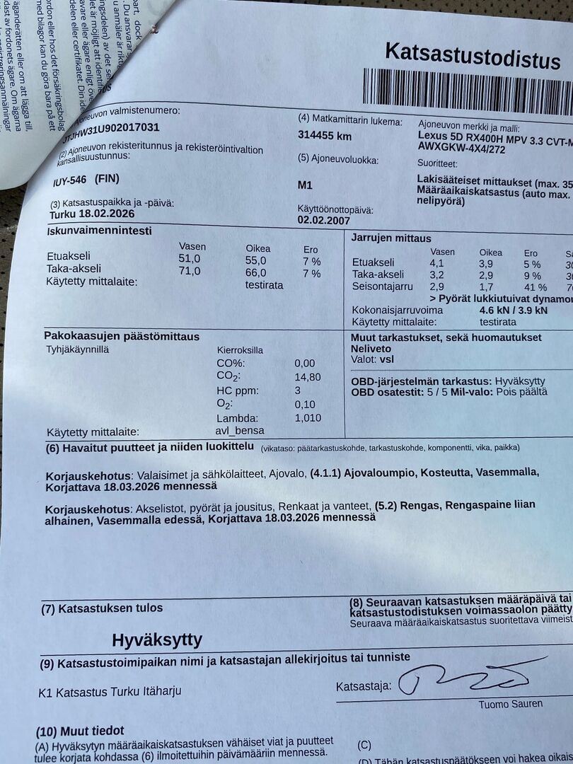 Lexus RX 2007 400h 4WD / YritysOutlet - Myydään vain yrityksille / - Siisti! / Juuri katsastettu / Hyvät varusteet / 3-om. Suomi-auto / Täydellinen huoltohistoria!