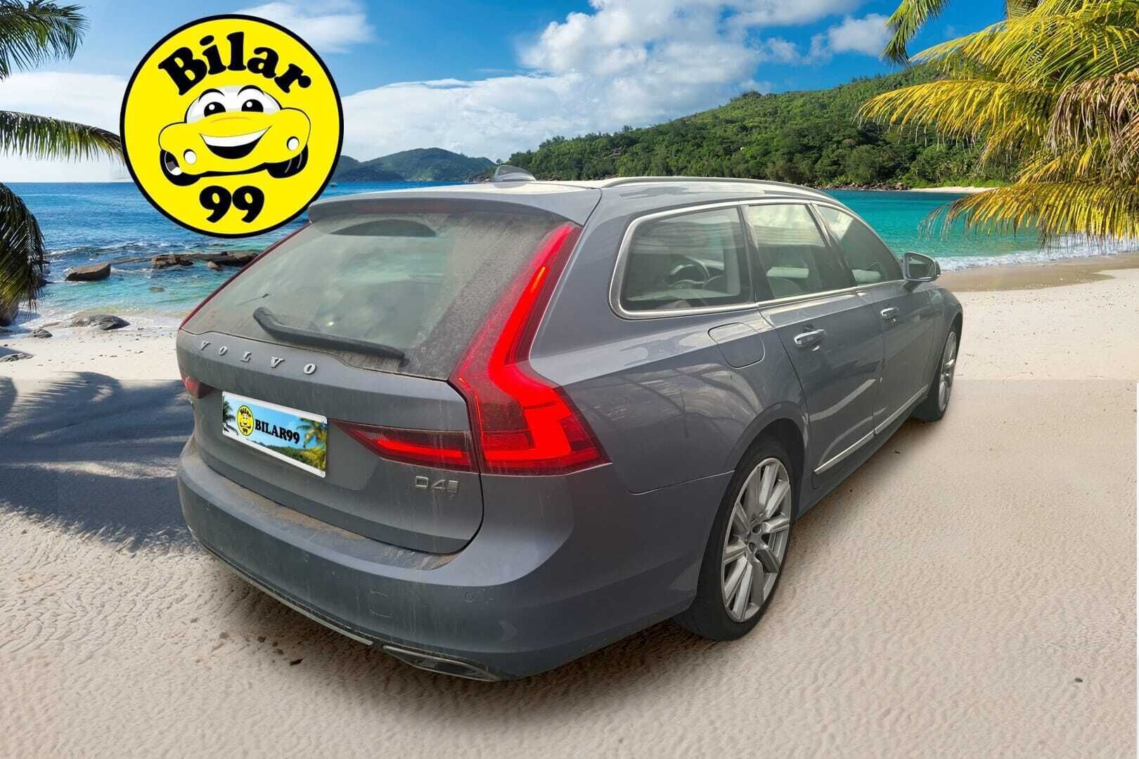 Volvo V90 2019 D4 Business Inscription aut - Suomi-auto | Webasto | ACC & Pilot assist | P.kamera | Muistipenkki | Vaalea nahkasisusta | Mussel Blue | Full LED | Sensus-navi 