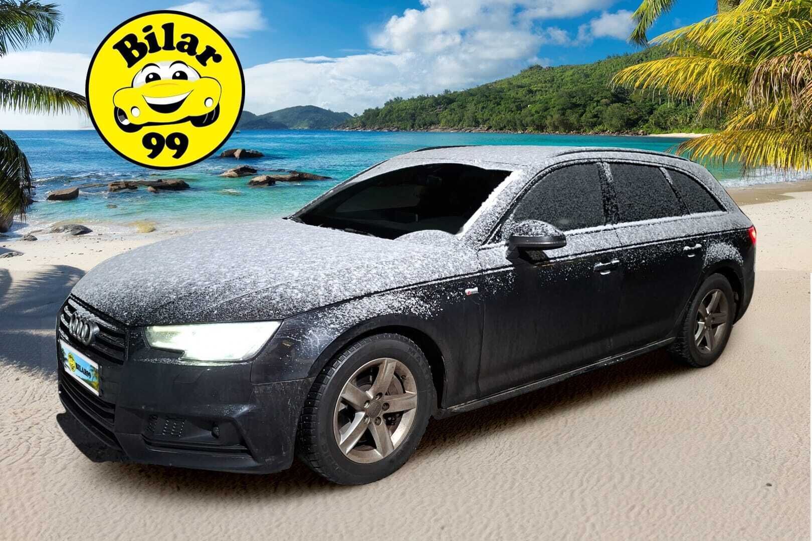 Audi A4 2016 **Tutkat/ Navi/ ACC/ S-line/ Kaistavahti** - Kahdet renkaat, Huolettu, Neliveto, Leimaa 09/26 asti, Huolettu 08/25. - HULLU BLACKWEEK KORKOTARJOUS 2,49%