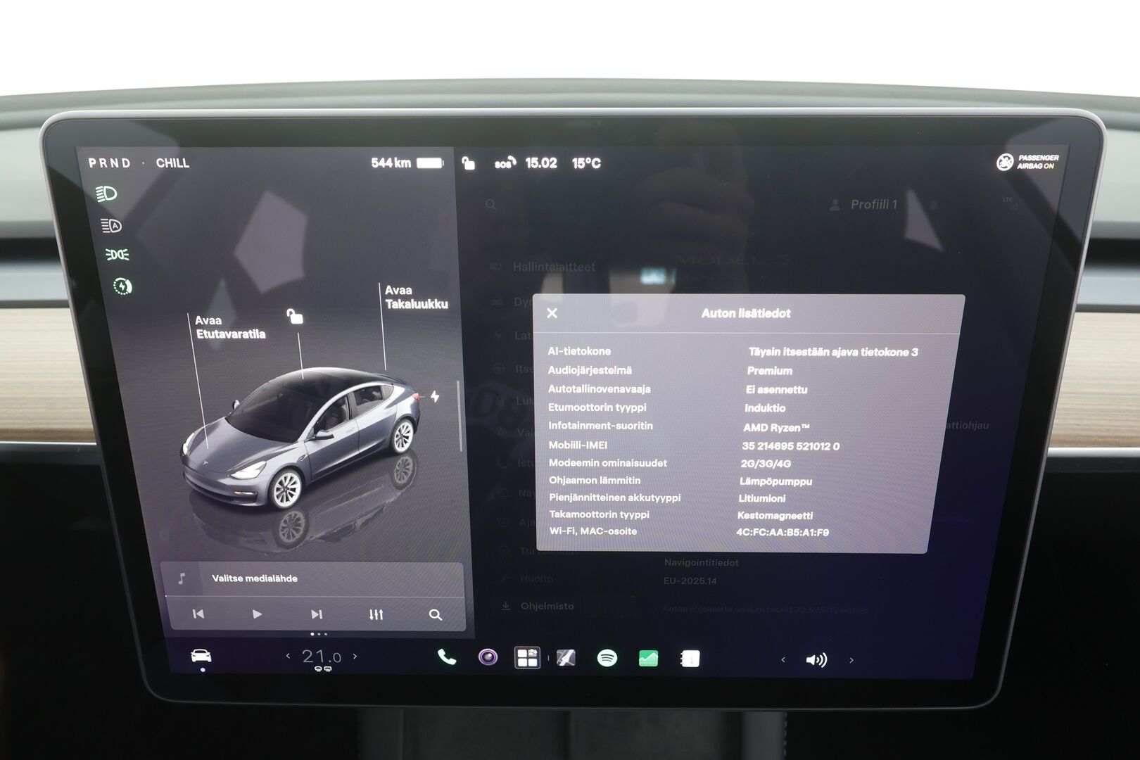 Tesla Model 3 2023 Long Range - | ILP | ACC | Lasikatto | Matrix-LED | P.Kamera | Muistipenkki | Premium Audio | Kaistavahti | Navi | Keyless | 1-om Suomi-auto | 2x Latauskaapelit | Kahdet renkaat |