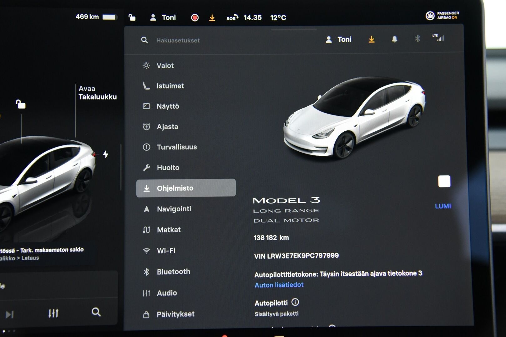 Tesla Model 3 2023 Long Range / Suomi-auto / Autopilot / Lasikatto / AMD Ryzen / - Kahdet renkaat / Premium Audio / Lämpöpumppu / Muistipenkki 