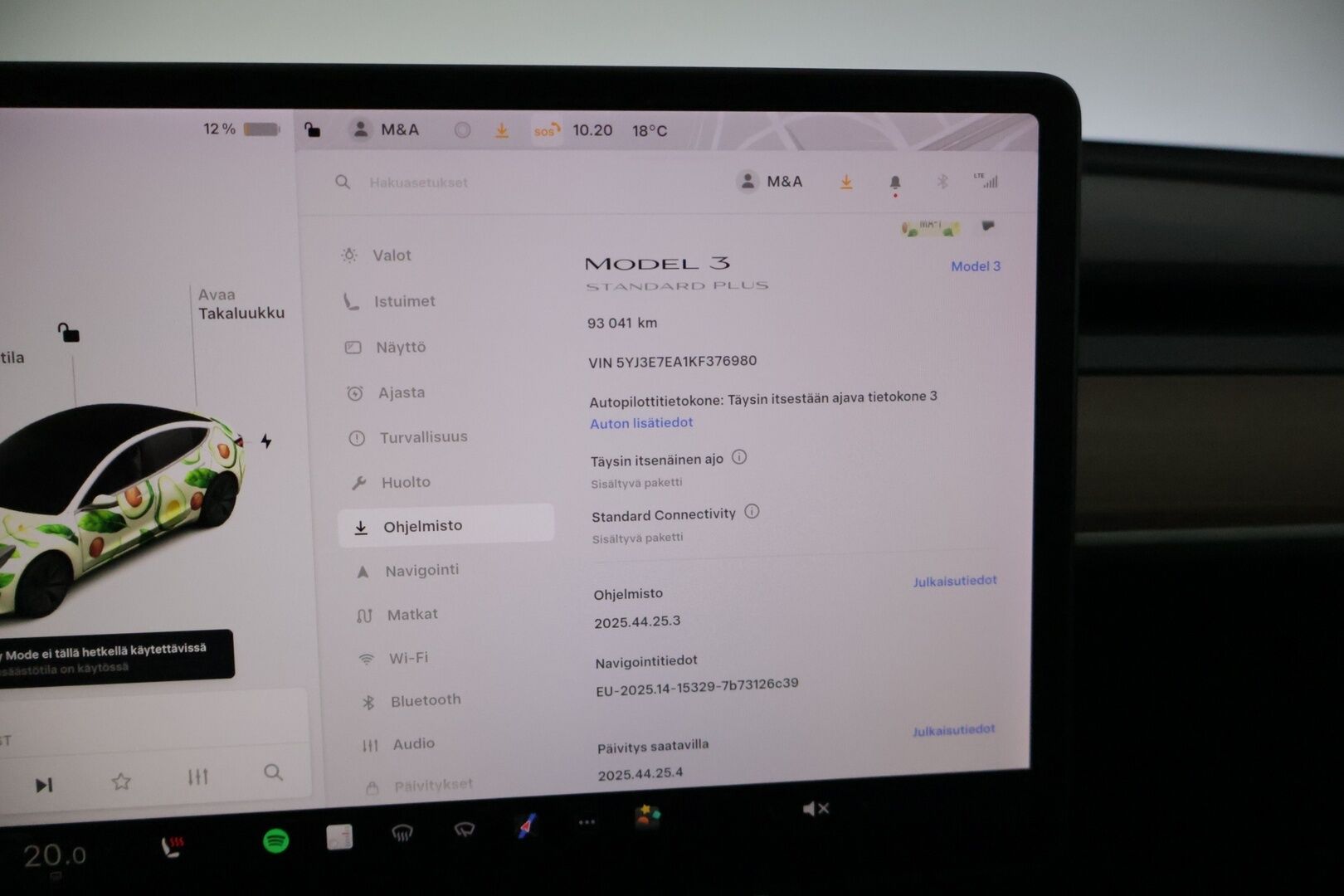 Tesla MODEL 3 2019 Standard RWD Plus ** 2x renkaat & vanteet / FSD / LED / Premium Audio ** - *Katsastus voimassa 11.6.2026 saakka! / Fiksut kilometrit!*