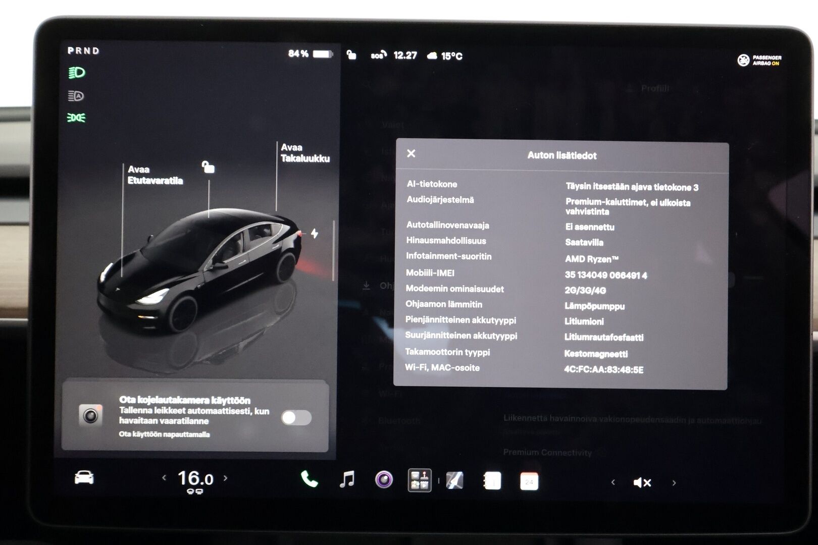 Tesla Model 3 2023 Standard Range Plus - | ILP | Koukku | ACC | Lasikatto | Matrix-LED | P.Kamera | Muistipenkki | Premium Speakers | Navi | Kaistavahti | Keyless |