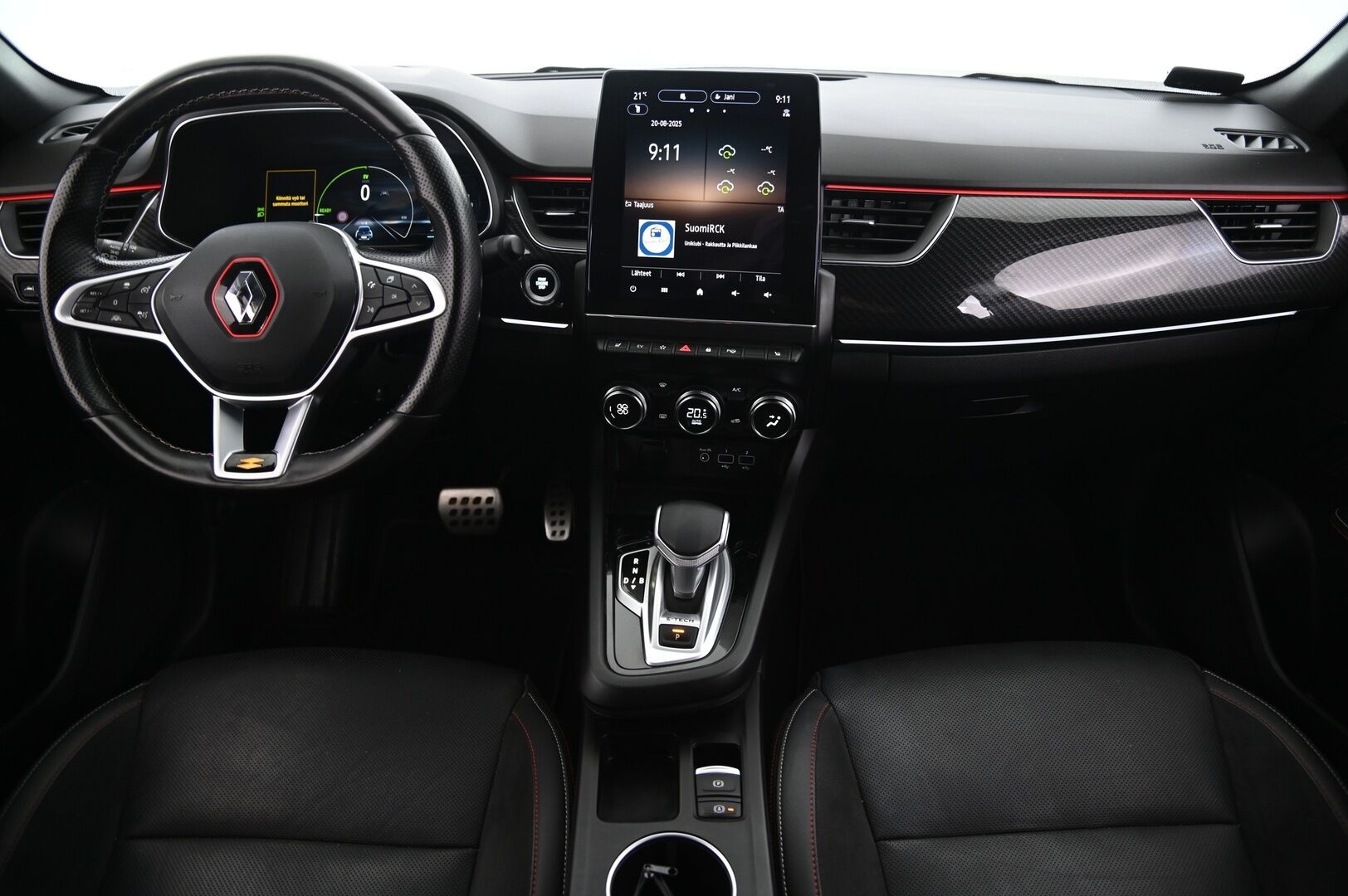 Renault Arkana 2022 E-TECH 145 Hybrid R.S. Line *2.Om. Suomi-Auto / P-Kamera / Tutkat / Nahka-alcantara / Ambient Light - *Juuri saapunut! / Merkkihuollettu RS-Line / Digimittaristo / ACC / Ratinlämmitys / Navi*