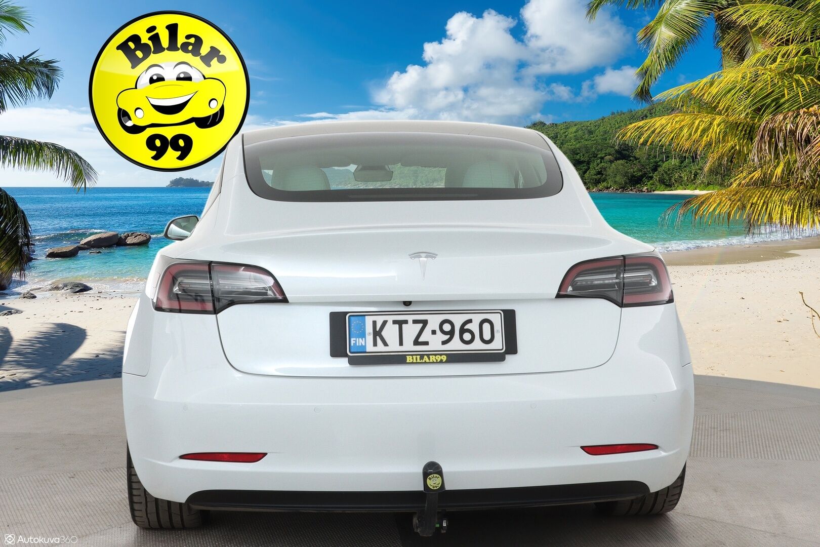 Tesla Model 3 2021 Standard Range Plus / Vetokoukku / Lämpöpumppu / Valkoiset nahat - 1.om Suomi-auto / Lasikatto / Lämpöpumppu / Koukku / Adapt. Vakkari /  P. Kamera / Valkoinen Nahkaverhoilu / 2x renkaat 