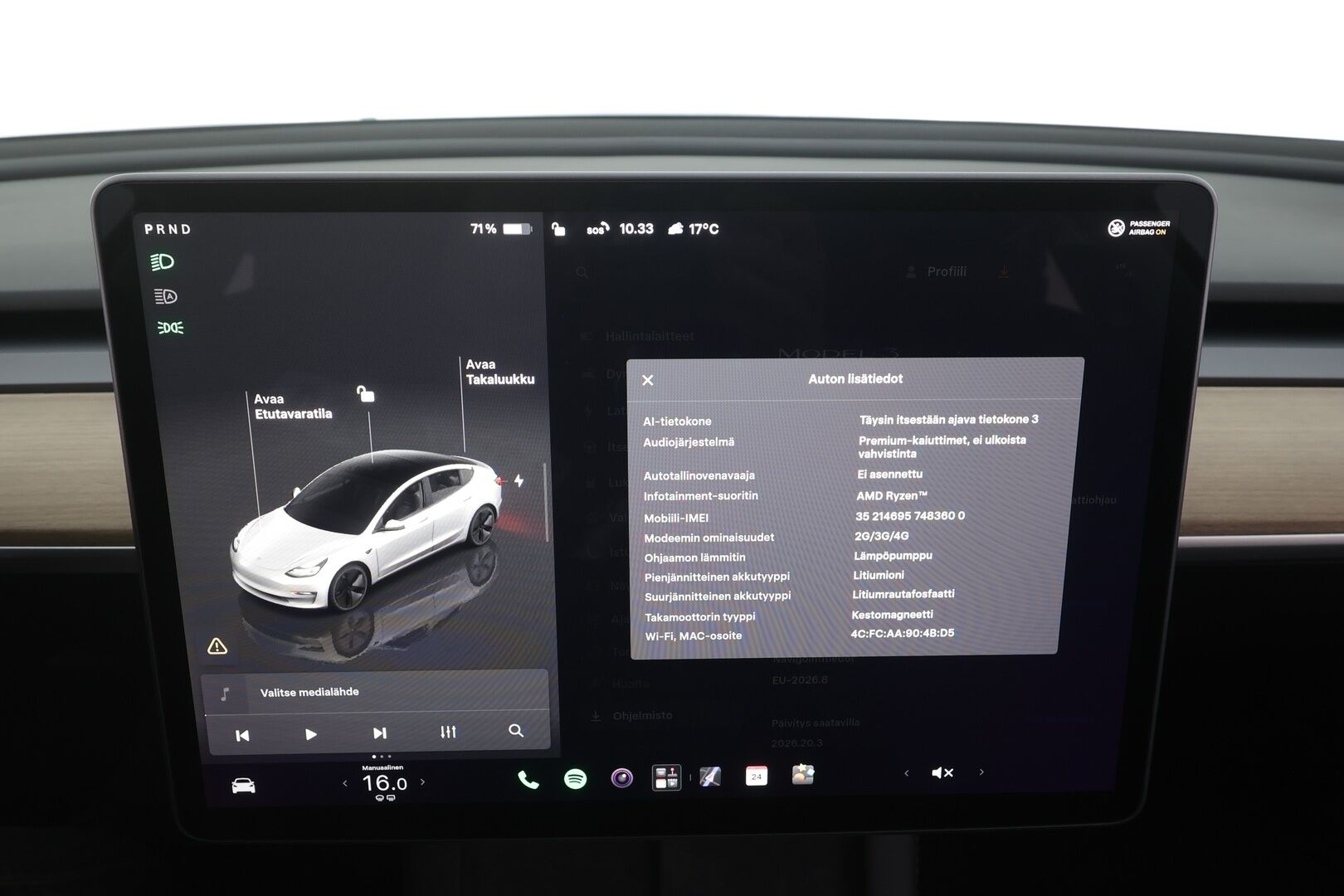 Tesla Model 3 2022 Standard Range Plus - | ILP | Lasikatto | ACC | Matrix-LED | P.Kamera | Muistipenkki | Premium Speakers | Navi | Kaistavahti | Keyless | Premium Connectivity | Kahdet renkaat | 2x Latauskaapelit |