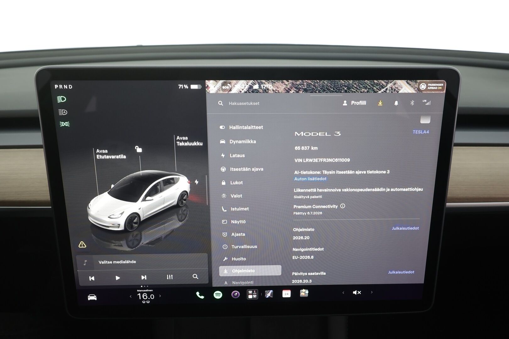 Tesla Model 3 2022 Standard Range Plus - | ILP | Lasikatto | ACC | Matrix-LED | P.Kamera | Muistipenkki | Premium Speakers | Navi | Kaistavahti | Keyless | Premium Connectivity | Kahdet renkaat | 2x Latauskaapelit |