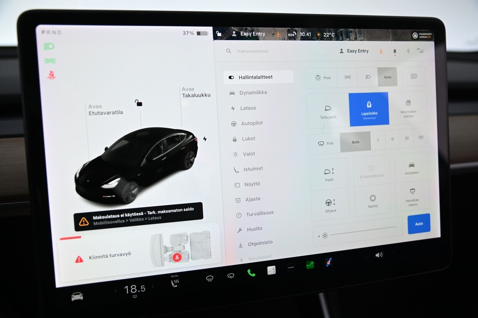 Tesla Model 3 2019 Long-Range Dual Motor AWD *Premium Audio / FSD3 / Kamerat / Lasikatto / ACC* - Juuri saapunut / Hyvät varusteet ja tyylikäs musta väri!*
