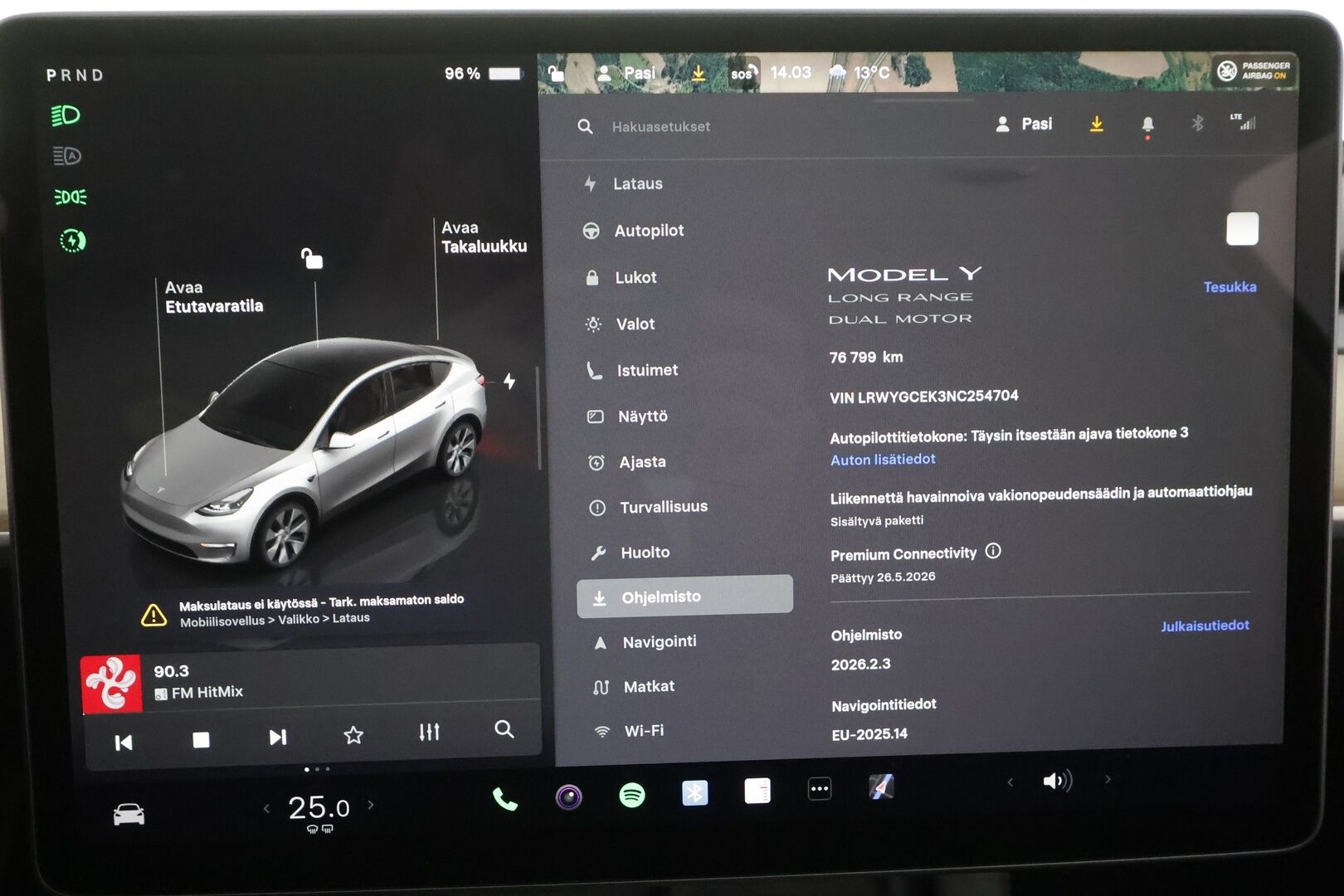 Tesla Model Y 2022 Long Range - | ILP | ACC | Lasikatto | Matrix-LED | P.Kamera | Muistipenkki | Premium Audio | Navi | Keyless | 2x Latauskaapelit |