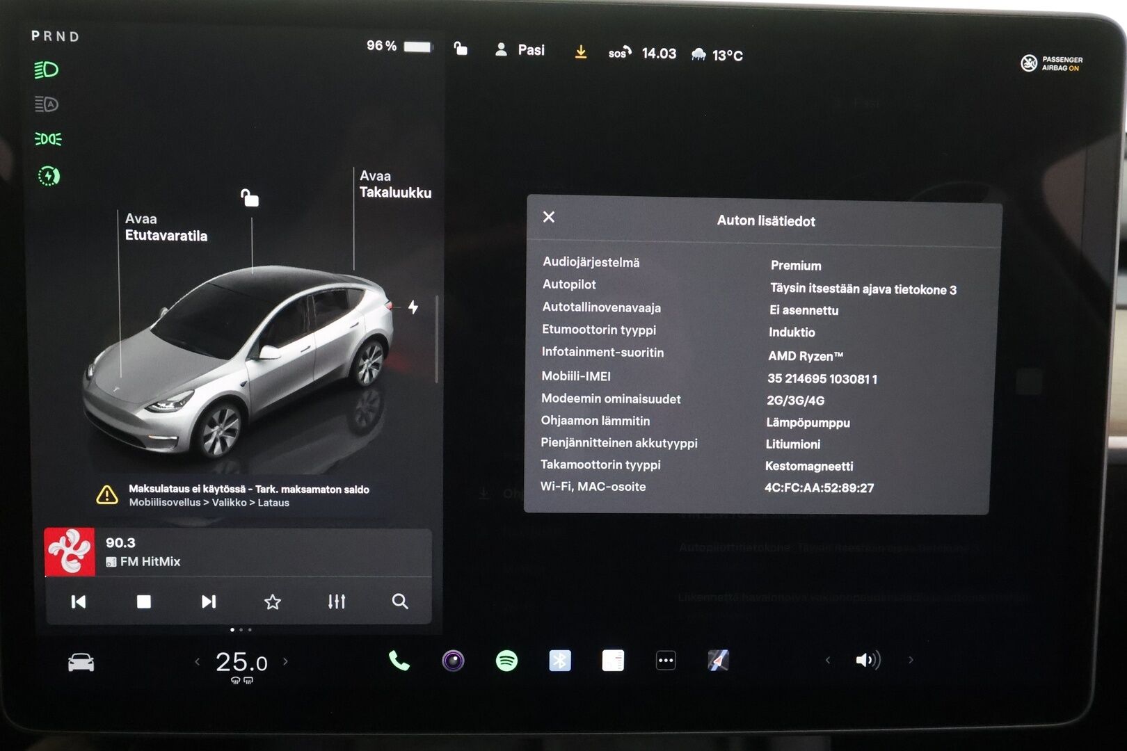 Tesla Model Y 2022 Long Range - | ILP | ACC | Lasikatto | Matrix-LED | P.Kamera | Muistipenkki | Premium Audio | Navi | Keyless | 2x Latauskaapelit |