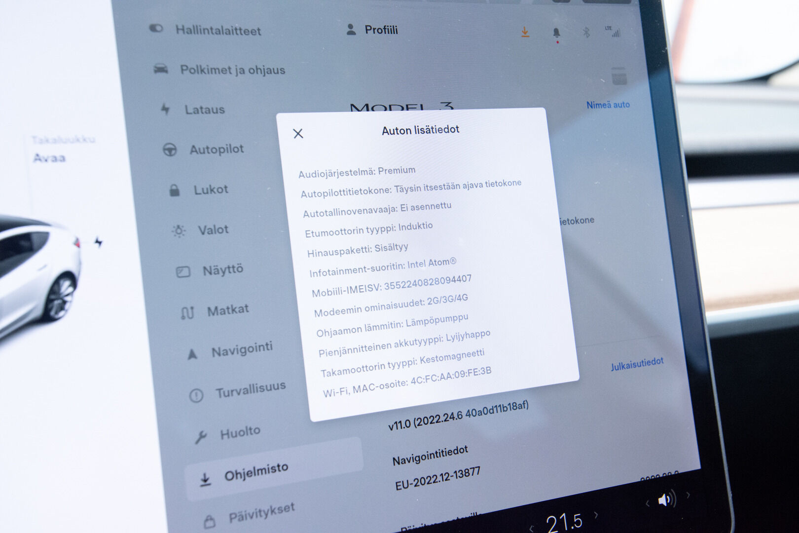 TESLA MODEL 3 2021 Long Range Refresh - Refresh | FSD | Koukku | Intel Atom | Premium Audio | ILP | Lasikatto | Puhdas Carvertical | Kahdet alumiinivanteet | Akku kuntotarkastettu
