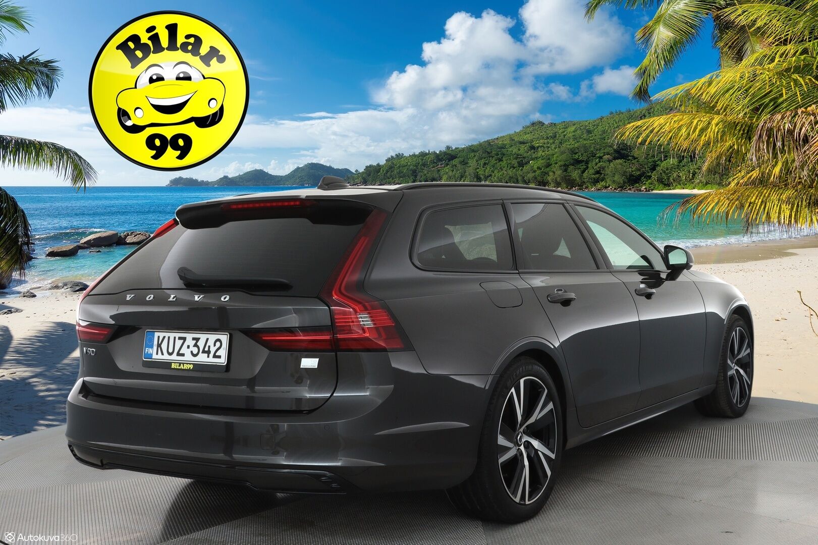 Volvo V90 2023 T8 AWD Long Range High Performance **1.Om Suomi-auto / HUD / Panorama / 360° Kamera / Adapt.Vakkari / Koukku** - 3,99 % KORKOTARJOUS TÄHÄN AUTOON - Sporttipenkit Muistilla / Pixel-LED / Harman/Kardon / Kaistavahti /  Google Maps / KeylessGo / 2x Renkaat