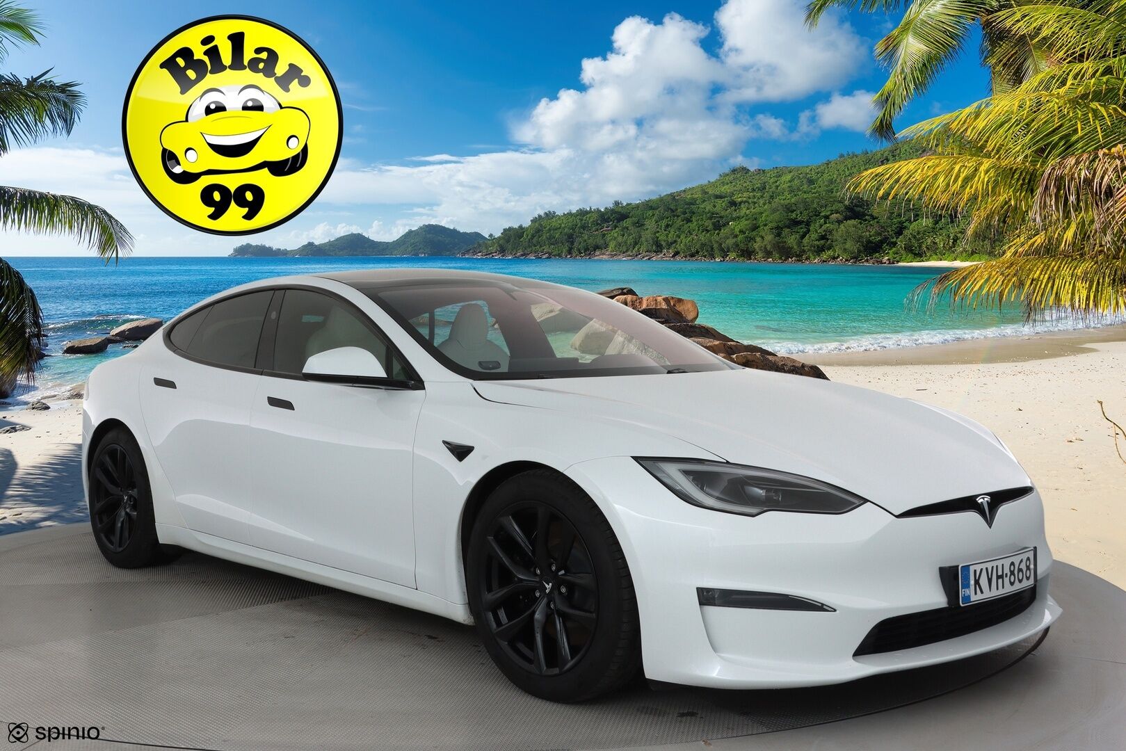 Tesla Model S 2023 Long Range **Valkoinen sisusta / HW4 / Lämpöpumppu / Lasikatto / Matrix-LED / Adapt.Vakkari / P.Kamera / Muistipenkki / Ilma-alusta / Keyless** - 2,99 % KORKOTARJOUS TÄHÄN AUTOON - 1-omisteinen Suomi-auto / 2x Latauskaapelit / Kahdet renkaat